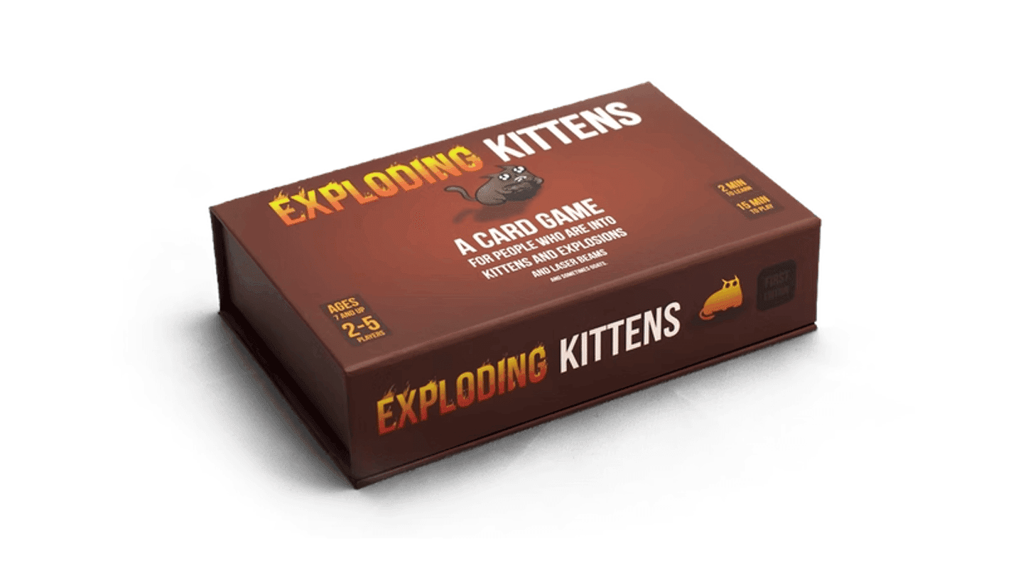 Kickstarter眾籌例子：相信桌遊愛好者都會玩過《爆炸貓》這款簡單又好玩的卡牌遊戲！在2015年，《爆炸貓》以870萬美金的眾籌金額成為了Kickstarter眾籌平台桌遊項目中歷史最高的眾籌項目。